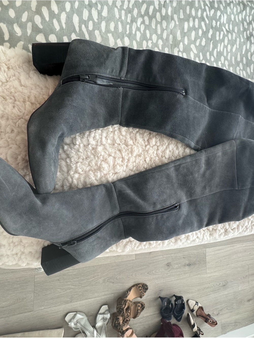White House Black Market suede Gray Over-the-Knee Suede Boots